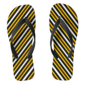 Gele zwarte witte regenboogstripes teenslippers (Voetbed)