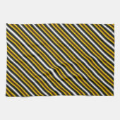 Gele zwarte witte regenboogstripes theedoek (Horizontaal)