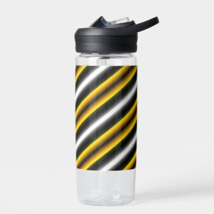 Gele zwarte witte regenboogstripes waterfles