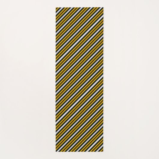 Gele zwarte witte regenboogstripes yogamat (Achterkant)