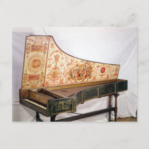 Gelede en geschilderde harpsichord briefkaart