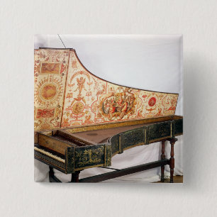Gelede en geschilderde harpsichord vierkante button 5,1 cm