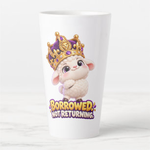 Geleend. Niet teruggeven. – Knuffel Lam Kroon Latte Mok