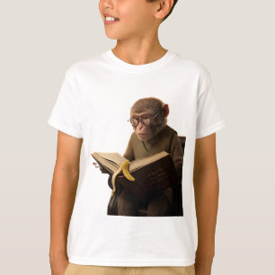Geleerde Aap Bibliothecaris Leest in een Grote Mah T-shirt
