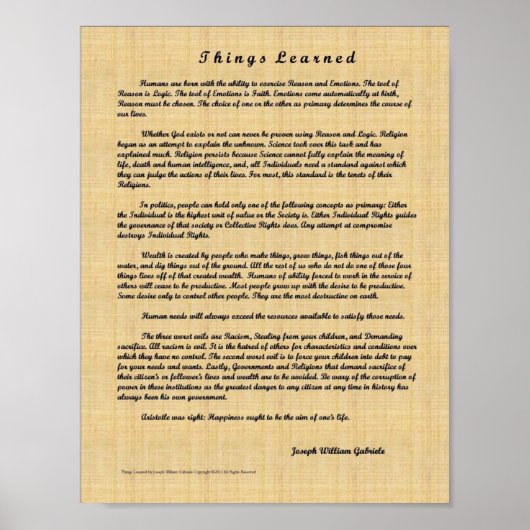 Geleerde dingen poster (Voorkant)