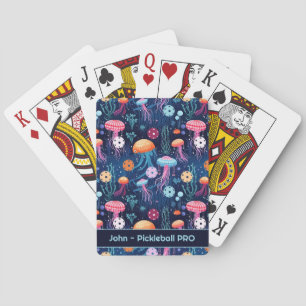 Gelei vis pickleball, met tekst pokerkaarten