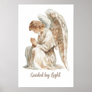 Geleid Door Licht Citaat Waterverf Engel Poster