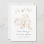 Geleid Roos Stusty Blue Ivory Save the Date Kaart (Voorkant)