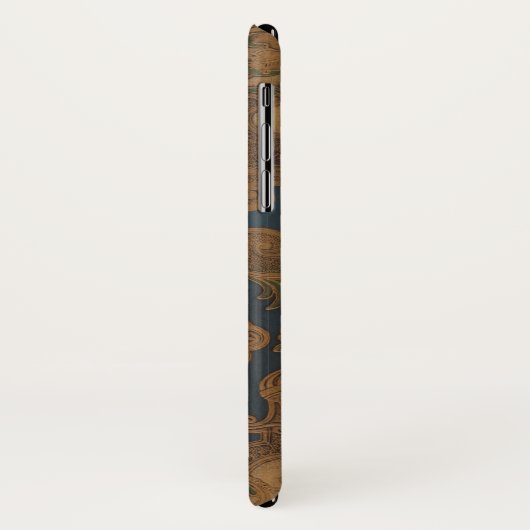 Geleste lederen bladgeleider Gold-schuifwerk Case-Mate iPhone Case (Achterkant/links)