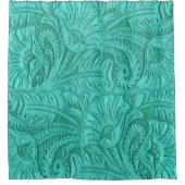 Geleste lederen turquoise Westerne afdrukken Douchegordijn (Voorkant)