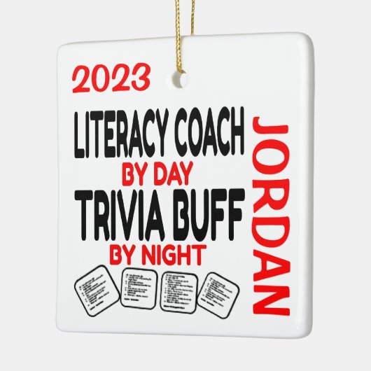 Geletterdheidscoach houdt van spelen Trivia CUSTOM Keramisch Ornament (Links)