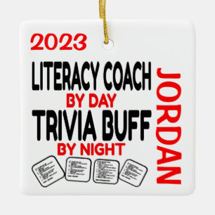 Geletterdheidscoach houdt van spelen Trivia CUSTOM Keramisch Ornament