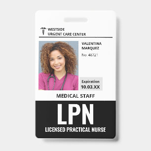 Gelicentieerd Praktisch Verpleegkundige LPN ID Pas Badge