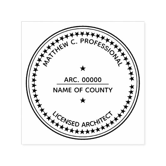 Gelicentieerde Architect LLC stempel met ster rond (Design)