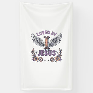 Geliefd Door Jezus Vintage Christelijke Bloem T-Sh Spandoek