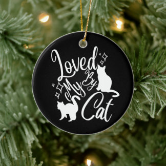 Geliefd door mijn kat in het wit keramisch ornament
