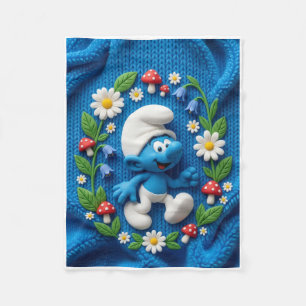 Geliefd Smurf-personage tussen bloemen en sterren Fleece Deken
