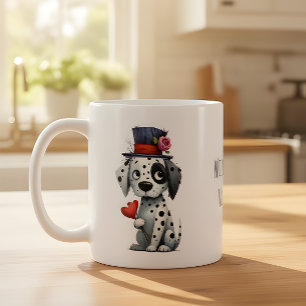 Geliefde charmante zwart-witte puppy koffiemok