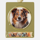 Geliefde Hond Feestdag Verguld Banner Ornament (Voorkant)