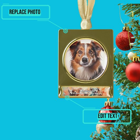 Geliefde Hond Feestdag Verguld Banner Ornament