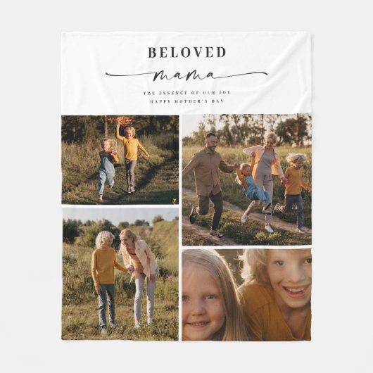 Geliefde Mama Mam Happy Moederdag Fotocollage Fleece Deken (Voorkant)
