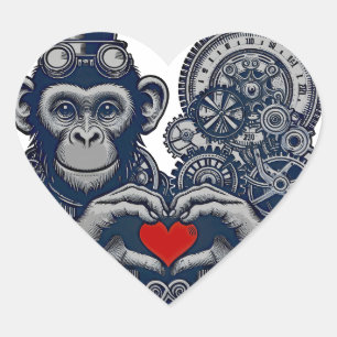 Geliefde steampunk aap met rood hart sticker