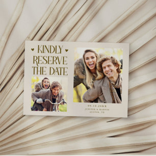 Gelieve 2-Foto Crème Huwelijk te Reserveren Save The Date