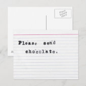 Gelieve chocolade te verzenden briefkaart (Voorkant / Achterkant)