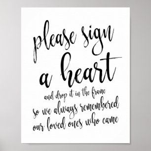 Gelieve een hart te tekenen Huwelijk Rustiek bord Poster