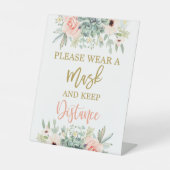 Gelieve een masker te draag reclamebord met voetstuk (Voorkant)