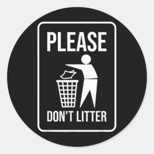 Gelieve geen zwerfvuilteken Earth Day Recyclen Ronde Sticker