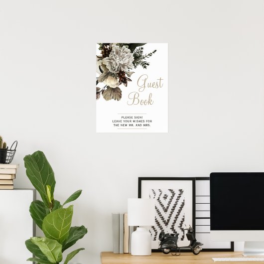 Gelieve ons gastenboek voor het winterbruiloft te poster (Thuiskantoor)