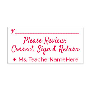 "Gelieve te Reviewen, Correct, Teken & Terugkeer" Zelfinktende Stempel