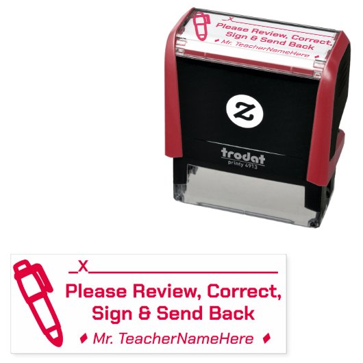 "Gelieve te Reviewen, te verbeteren, te onderteken Zelfinktende Stempel (In situ)