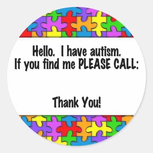 Gelieve te roepen Autism identiteitskaart- Label (Voorkant)
