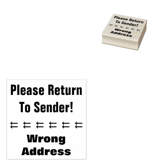 "Gelieve terug te keren naar afzender!", "Verkeerd Rubberstempel (Gestempeld)