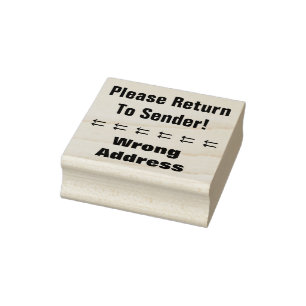 "Gelieve terug te keren naar afzender!", "Verkeerd Rubberstempel