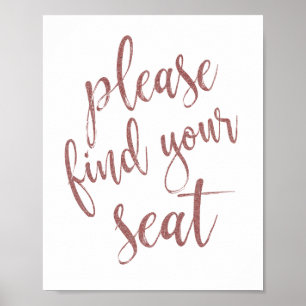 Gelieve Uw Plaats Te Vinden Roze Gouden Glitter 8x Poster