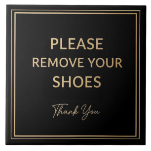 Gelieve uw schoenen te verwijderen bord zwart en g tegeltje