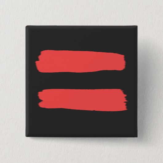 Gelijk teken met rode verf vierkante button 5,1 cm (Voorkant)