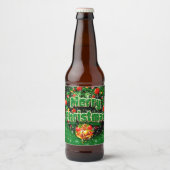 Gelijke groene kerst-gouden cellen bier etiket (Voorkant)