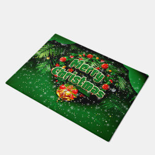 Gelijke groene kerst-gouden cellen deurmat