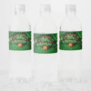 Gelijke groene kerst-gouden cellen waterfles etiket