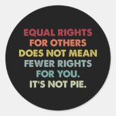 Gelijke rechten voor anderen betekenen niet minder ronde sticker (Voorkant)