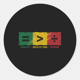 Gelijkheid is groter dan de verdeling Wiskunde sym Ronde Sticker