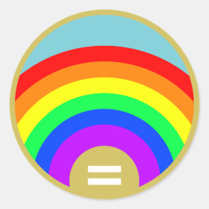 Gelijkheid is het goud onder de regenboog ronde sticker