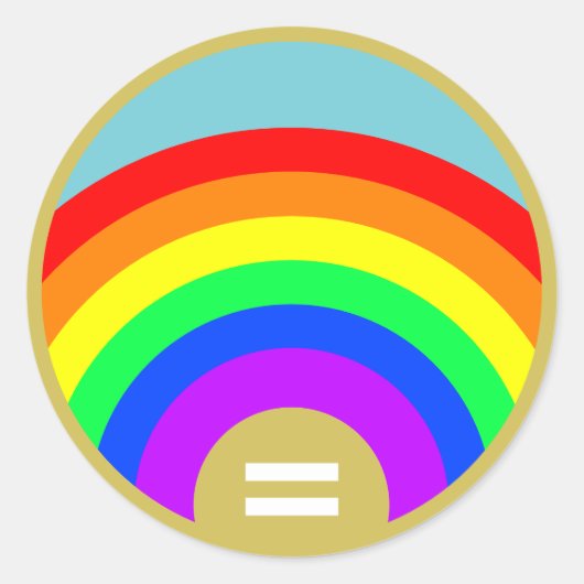 Gelijkheid is het goud onder de regenboog ronde sticker (Voorkant)