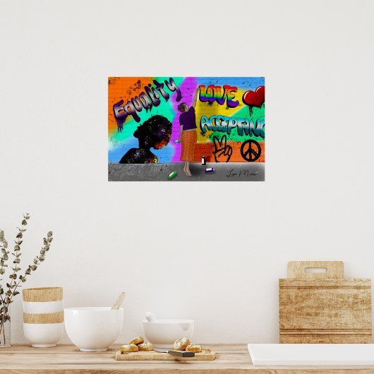 Gelijkheid, liefde en acceptatie Hand getrokken ku Poster (Keuken)