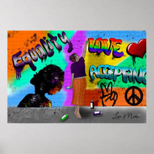 Gelijkheid, liefde en acceptatie Hand getrokken ku Poster