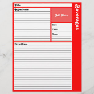 Gelijnd recept pagina's (Rood) Flyer